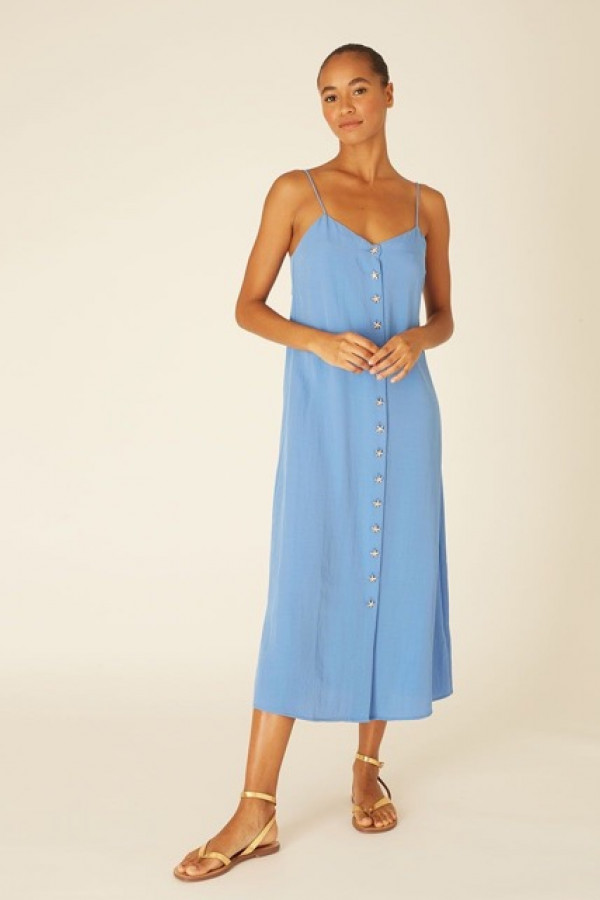 DRESS WITH STAR BUTTONS IN BLUE